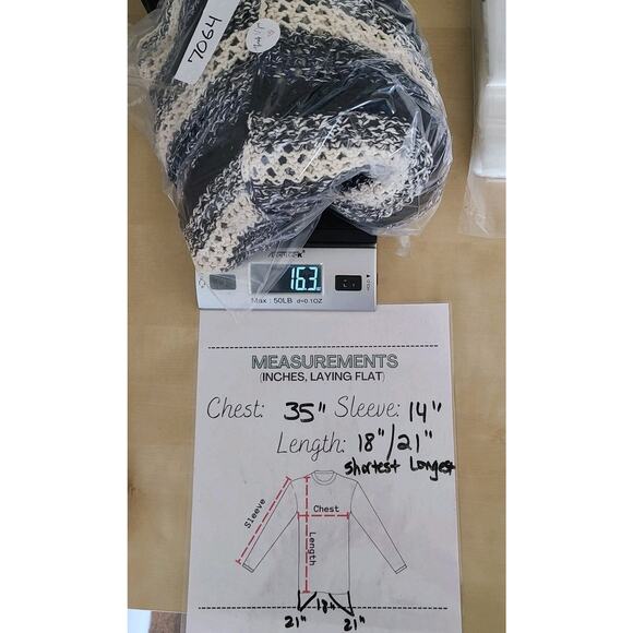 FREE PEOPLE Oversized Dolman Open Knit Stripes Linen Cotton Women Sweater XS - Picture 11 of 15